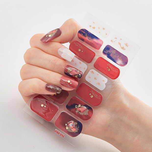 Four Sorts 0f Nail Stickers Nails Art Decoration Manicure Shiny Nail Decoration Decals Plain Stickers Nail Accesoires Women nail decal sticker DailyAlertDeals DQ3-42  