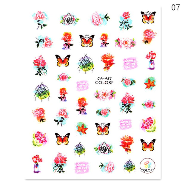 Nail Blue Butterfly Stickers Flowers Leaves Self Adhesive Decals 3D Transfer Sliders Wraps Manicure Foils DIY Decorations Tips 0 DailyAlertDeals 33  