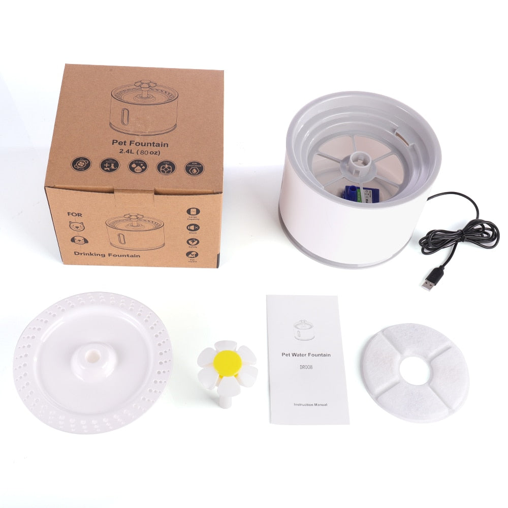 Automatic Pet Cat Water Fountain with LED Lighting 5 Pack Filters 2.4L USB 0 DailyAlertDeals   