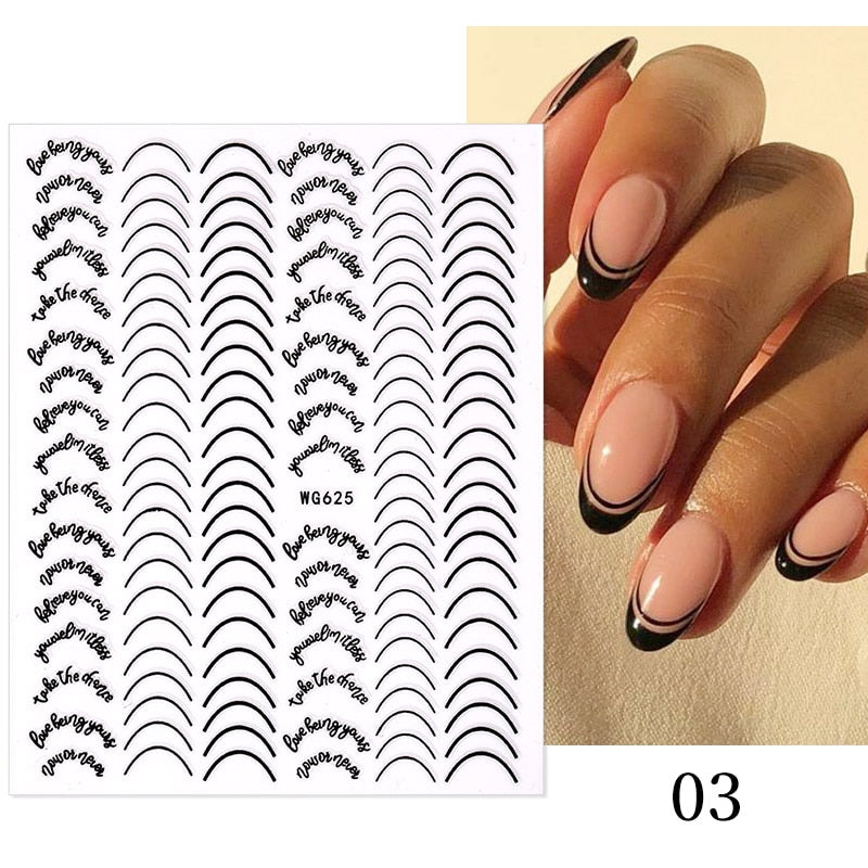 1PC Silver Gold Lines Stripe 3D Nail Sticker Geometric Waved Star Heart Self Adhesive Slider Papers Nail Art Transfer Stickers 0 DailyAlertDeals style 36  