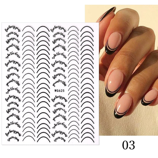 The New Heart Love Design Gold Sliver 3D Nail Art Sticker English Letter French Striping Lines Trasnfer Sliders Valentine Decor Nail Stickers DailyAlertDeals 09  
