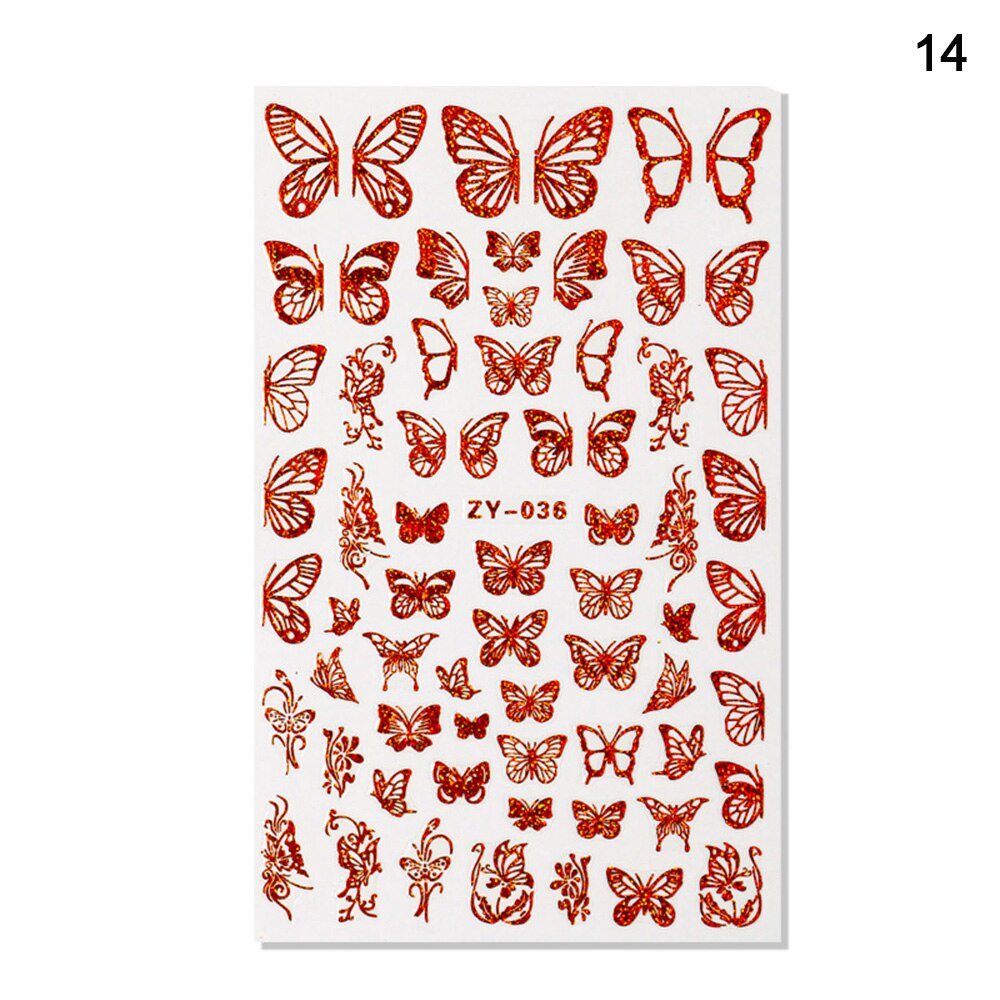 1pc Holographic 3D Butterfly Nail Art Stickers Adhesive Sliders Colorful DIY Golden Nail Transfer Decals Foils Wraps Decorations nail art DailyAlertDeals 14  