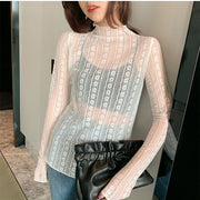 JuneLove New Transparent Korean Fashion Loose Women Blouse 22 Colors Can Choose Female Bottoming Blouses Plus Size Cheaper Tops 0 DailyAlertDeals 667AWHITE 40-65KG 