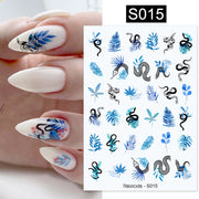 Harunouta Valentine's Day 3D Nail Stickers Heart Flower Leaves Line Sliders French Tip Nail Art Transfer Decals 3D Decoration Nail Stickers DailyAlertDeals S015  