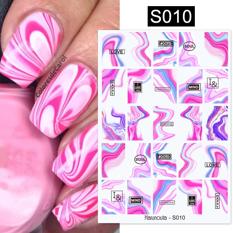 Harunouta Silver Black Geometric Textured Lines Stripe 3D Nail Sticker Flower Leaves Self Adhesive Transfer Sliders Paper Nail Stickers DailyAlertDeals S010  