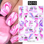 Harunouta Silver Black Geometric Textured Lines Stripe 3D Nail Sticker Flower Leaves Self Adhesive Transfer Sliders Paper Nail Stickers DailyAlertDeals S010  