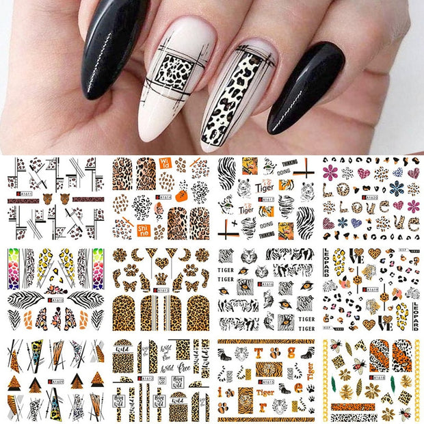 12 Designs Nail Stickers Set Mixed Floral Geometric Nail Art Water Transfer Decals Sliders Flower Leaves Manicures Decoration 0 DailyAlertDeals 53  