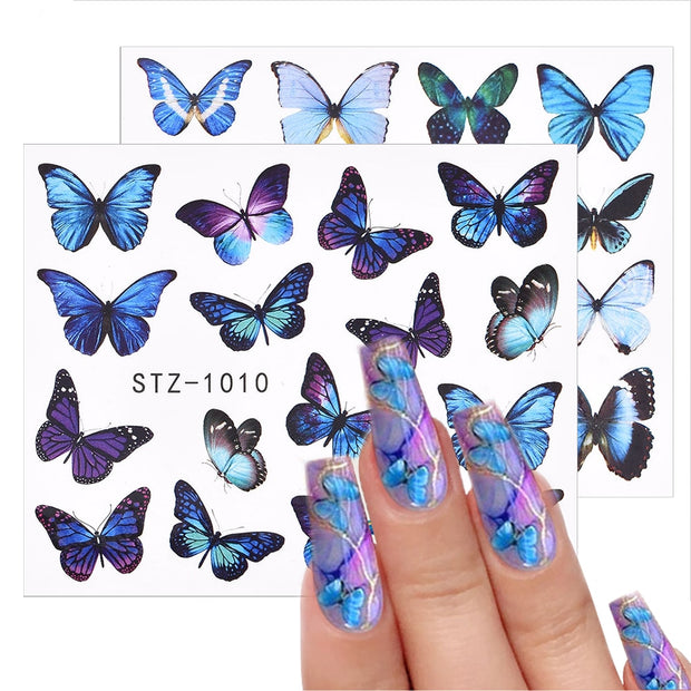 3D Watercolor Butterflies Sliders Nail Art Water Transfer Decal Sticker Blue Valentine&#39;s Day Nail Decoration Tattoo Manicure 0 DailyAlertDeals   