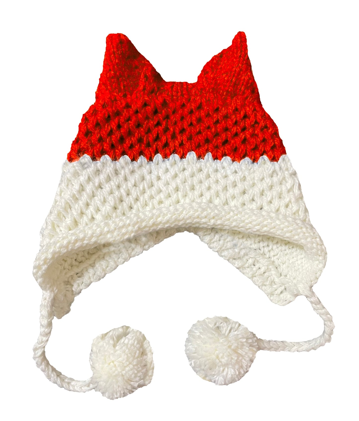 BomHCS Cute Fox Ears Beanie Winter Warm 100% Handmade Knit Hat 0 DailyAlertDeals Red White 1  