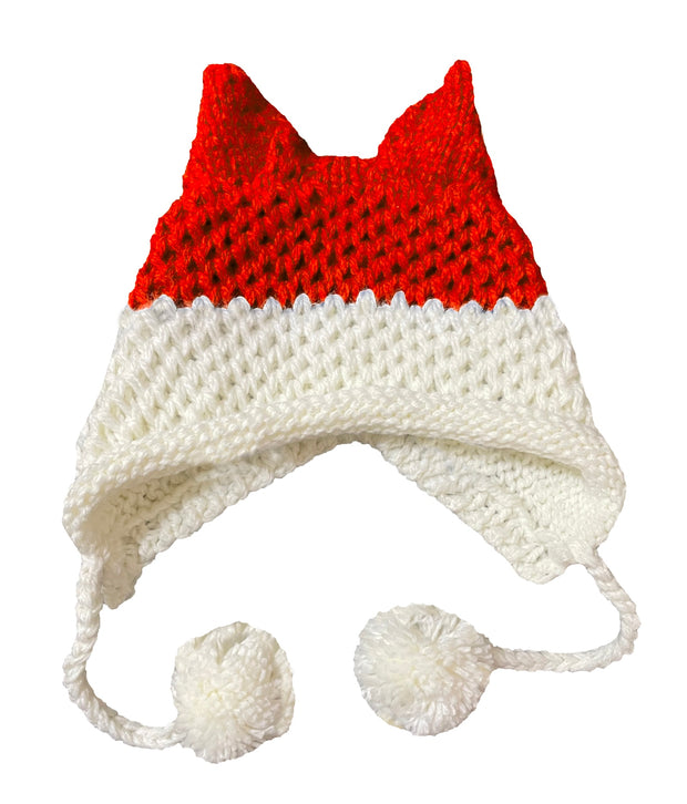 BomHCS Cute Fox Ears Beanie Winter Warm 100% Handmade Knit Hat 0 DailyAlertDeals Red White 1  