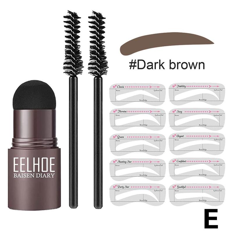 One Step Eyebrow Stamp Shaping Kit Set Makeup Magic Brow Stencil Eyebrow Brush Enhance Cosmetics Eye 0 DailyAlertDeals Dark Brown Set  