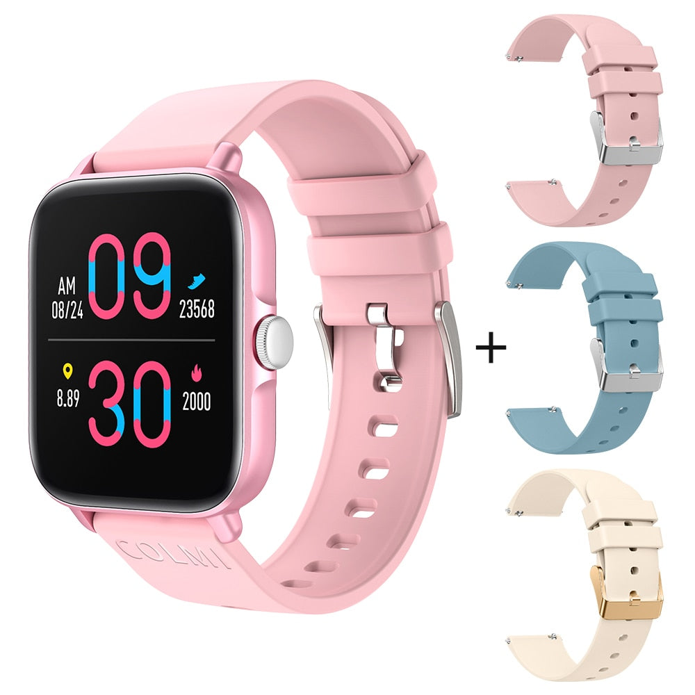 COLMI P28 Plus Bluetooth Answer Call Smart Watch Men IP67 waterproof Women Dial Call Smartwatch GTS3 GTS 3 for Android iOS Phone 0 DailyAlertDeals Pink with 3 straps 1 China 