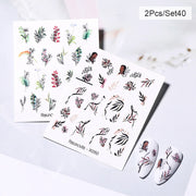 Harunouta Abstract Lady Face Water Decals Fruit Flower Summer Leopard Alphabet Leaves Nail Stickers Water Black Leaf Sliders Nail Stickers DailyAlertDeals 2pcs-40  