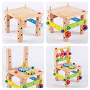 Wooden Assembling Chair Montessori Toys Baby Educational Wooden Blocks Kids Montessori Wooden Assembling Chair Toys DailyAlertDeals   