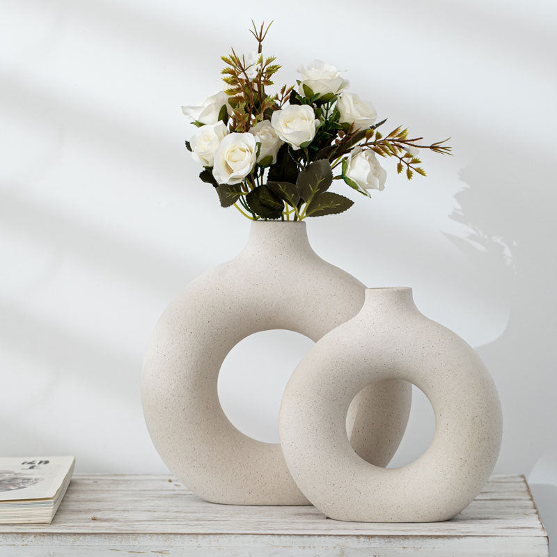 Nordic Ceramic Vase for Pampas Grass Donuts Flower Pot Home Decoration Accessories Office Living Room Interior Table Desk Decor Nordic Ceramic Vase DailyAlertDeals   