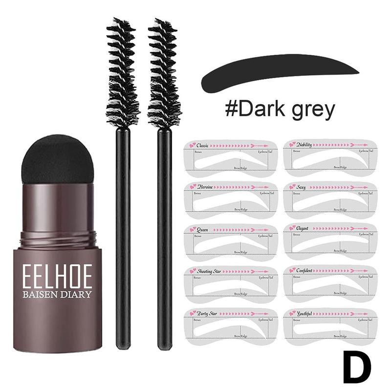 One Step Eyebrow Stamp Shaping Kit Set Makeup Magic Brow Stencil Eyebrow Brush Enhance Cosmetics Eye 0 DailyAlertDeals Dark Grey Set  
