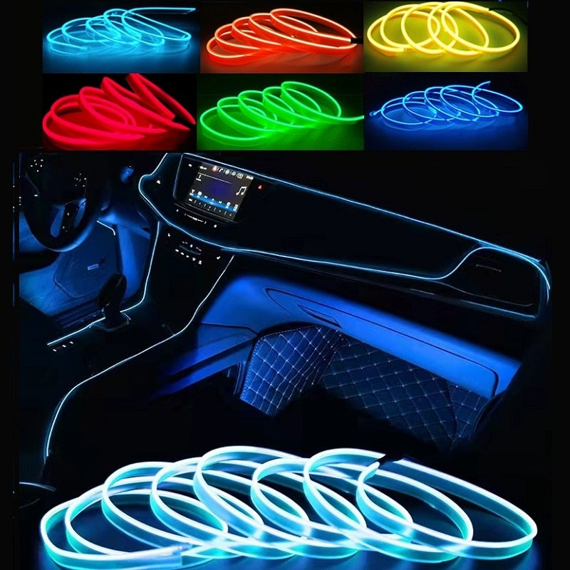 1M/3M/5M neon Car Interior Lighting LED Strip String Neon Strip For Auto DIY Flexible Long Last Car LED Light String neon Car Interior Lighting LED Strip DailyAlertDeals   