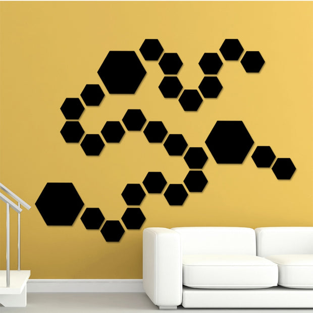 6/12Pcs 3D Mirror Wall Sticker Home Decor Hexagon Decorations DIY Removable Living-Room Decal Art Ornaments For Home 3d wall Mirror Stickers DailyAlertDeals   