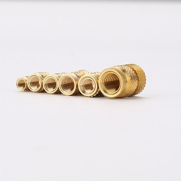 Brass Hot Melt Inset Nuts Heating Molding Copper Thread Inserts Nut SL-type Double Twill Knurled Injection Brass Nut M2M3 100Pcs Nut DailyAlertDeals   