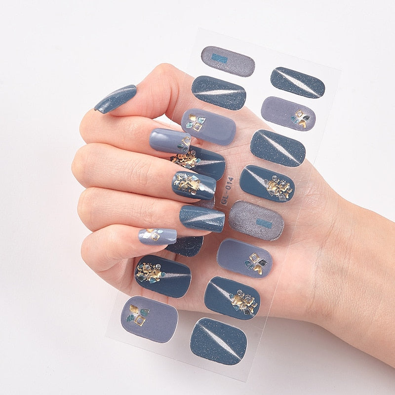 16 Tips/Sheet Glitter Series Shiny Manicure Decoracion Designed Nail Art Stickers 2020 Nail Decoration Nail Wraps Shiny Decal stickers for nails DailyAlertDeals GL-014  