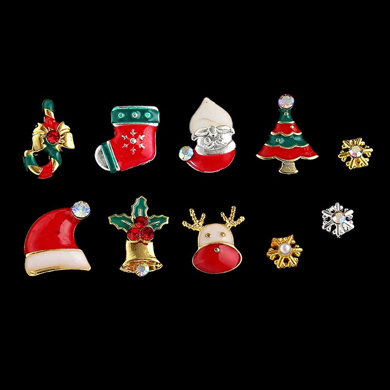 9 Designs Christmas Tree sock snowflake Nail Art Decorations Alloy Metal DIY 3D Nail Rhinestones Accessories Jewelry Tools 0 DailyAlertDeals   