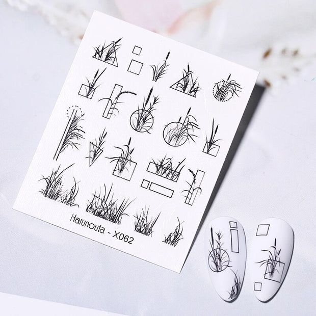 Harunouta Abstract Lady Face Water Decals Fruit Flower Summer Leopard Alphabet Leaves Nail Stickers Water Black Leaf Sliders 0 DailyAlertDeals X062  