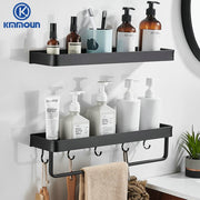 Black / White Bathroom Shelf Shampoo Holder Kitchen Storage Rack Bathroom Hardware Space Aluminum Shower Room Accessory 0 DailyAlertDeals   