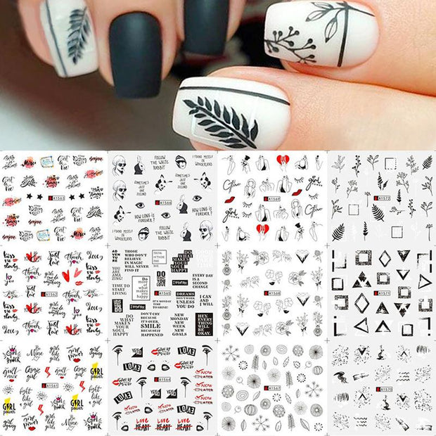 12 Designs Nail Stickers Set Mixed Floral Geometric Nail Art Water Transfer Decals Sliders Flower Leaves Manicures Decoration 0 DailyAlertDeals 07  