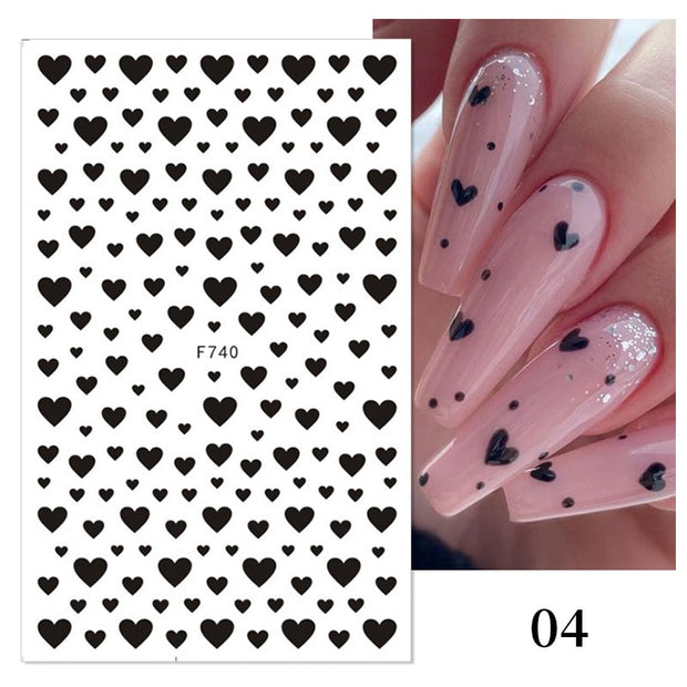 The New Heart Love Design Gold Sliver 3D Nail Art Sticker English Letter French Striping Lines Trasnfer Sliders Valentine Decor Nail Stickers DailyAlertDeals 31  