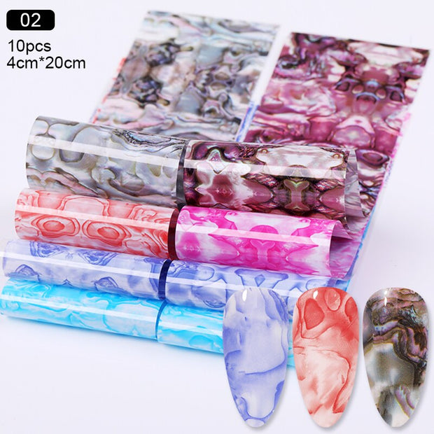Nail Foils Marble Series Nail Transfer Foils Decorations DIY idea nail Art Transfer Sticker Decals Nail Accessories Nail Sticker DailyAlertDeals 10pcs marble 2  