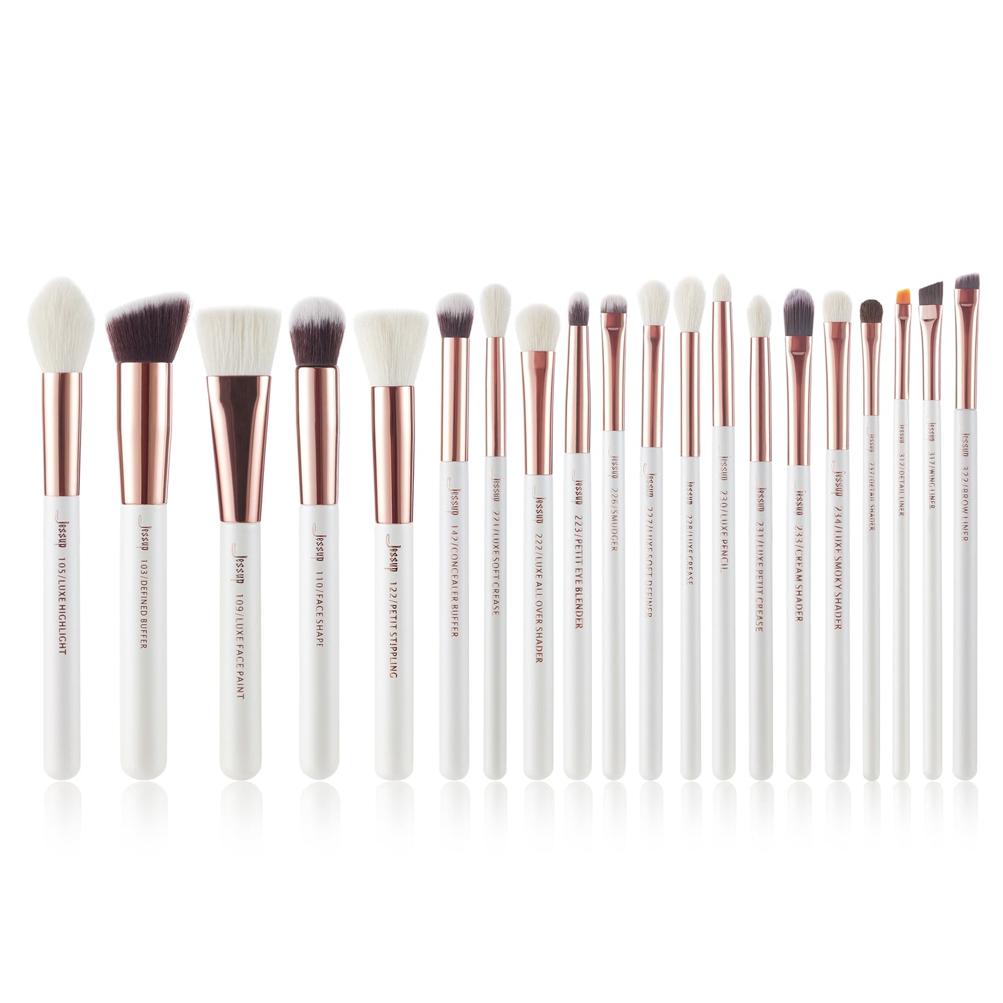 Jessup Professional Makeup brushes set ,6- 25pcs Makeup brush Natural Synthetic Foundation Powder Highlighter Pearl White T215  DailyAlertDeals T225(20PCS) China 