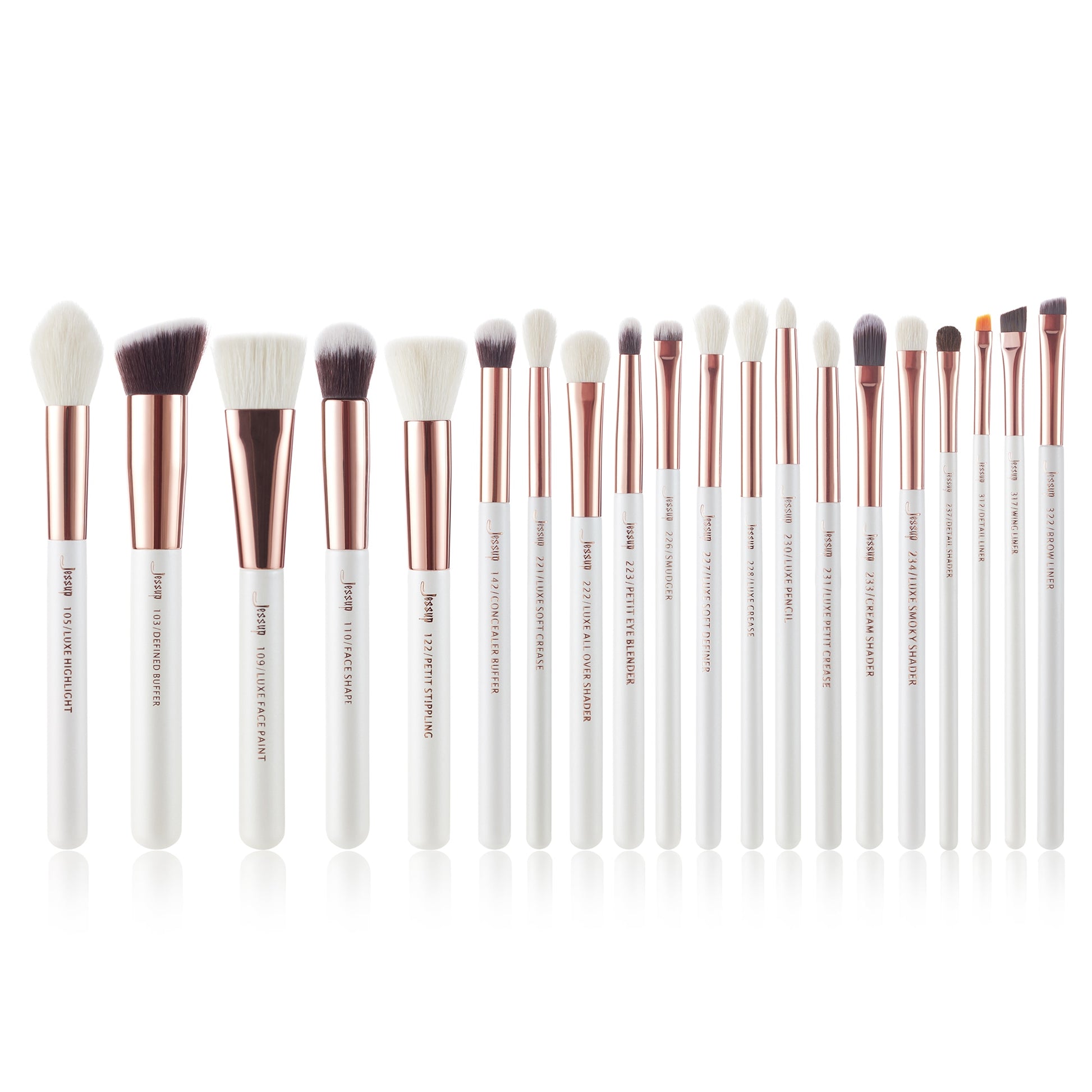 Jessup Professional Makeup brushes set ,6- 25pcs Makeup brush Natural Synthetic Foundation Powder Highlighter Pearl White T215  DailyAlertDeals T225(20PCS) China 