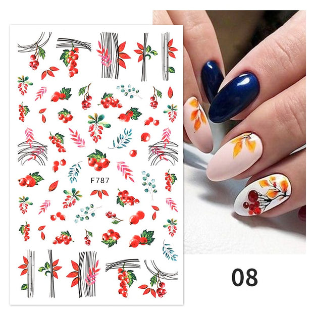 Harunouta 2022 NEW Gold Bronzing Slider Nail Art 3D Decals Decoration Flower Leaves Nail Art Sticker DIY Manicure Transfer Decal Nail Stickers DailyAlertDeals 30  
