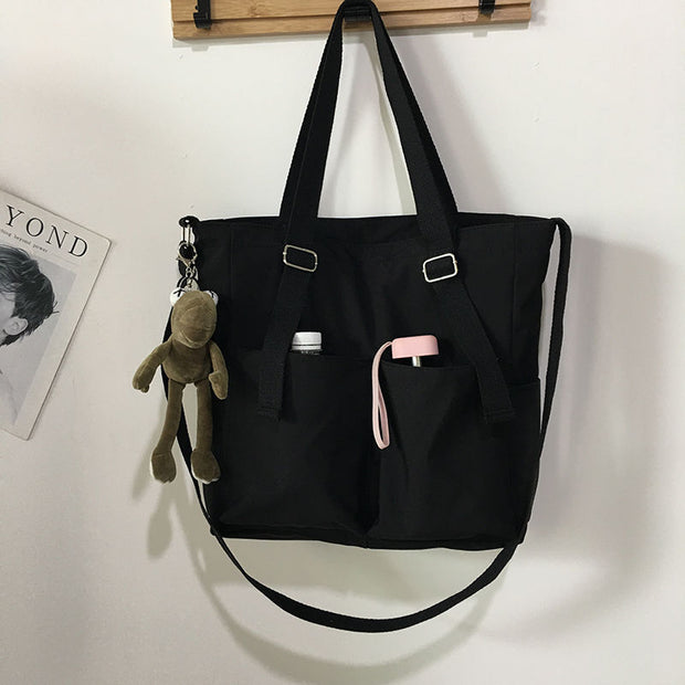 Waterproof Oxford Large Capacity Canvas Girl Shoulder Hand Bucket Bag Basket Female Crossbody Bags For Women Casual Tote Purses 0 DailyAlertDeals Black Frog 33x35x10c  