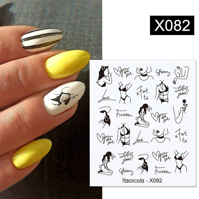 Harunouta Gold Black Tropical Plants Water Decals Stickers Leaves Flower Geometrics Slider For Nails Summer Nail Art Decoration 0 DailyAlertDeals X082  