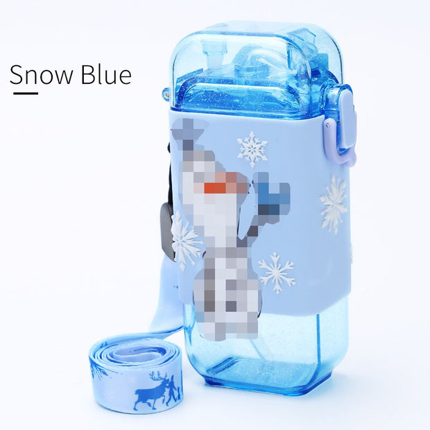 Cartoon Children Water Bottle 280ml with Rope Portable Square Kettle Sealed Leak-Proof BPA Free Tritan Baby Milk Cup With Straw Cartoon Children Water Bottle DailyAlertDeals China 280-420ml Snow Blue 280ml