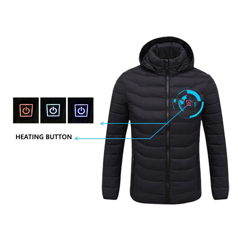 2021 NWE Men Winter Warm USB Heating Jackets Smart Thermostat Pure Color Hooded Heated Clothing Waterproof  Warm Jackets 0 DailyAlertDeals   