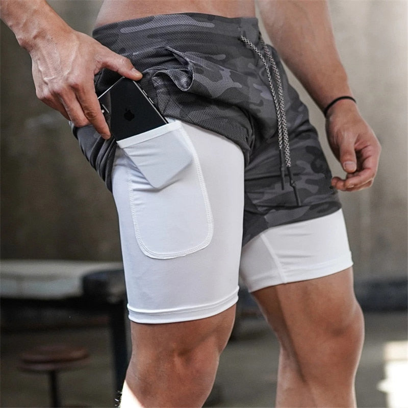 2022 Camo Running Shorts Men 2 In 1 Double-deck Quick Dry GYM Sport Shorts Fitness Jogging Workout Shorts Men Sports Short Pants 0 DailyAlertDeals   