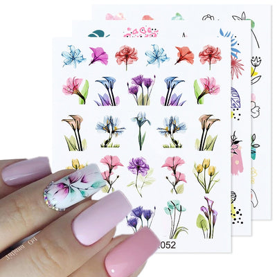 Spring Watercolor Nail Water Decal Stickers Flower Leaf Tree Green Simple Summer DIY Slider For Manicuring Nail Art Watermark Nail Stickers DailyAlertDeals   