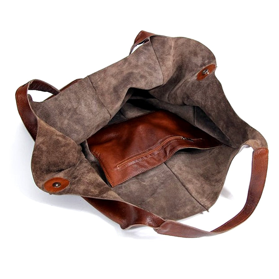 Casual Soft Large Capacity Tote Women Handbags Designer Aged Metal Look Luxury Pu Leather Shoulder Bag Retro Big Shopper Purses 0 DailyAlertDeals   