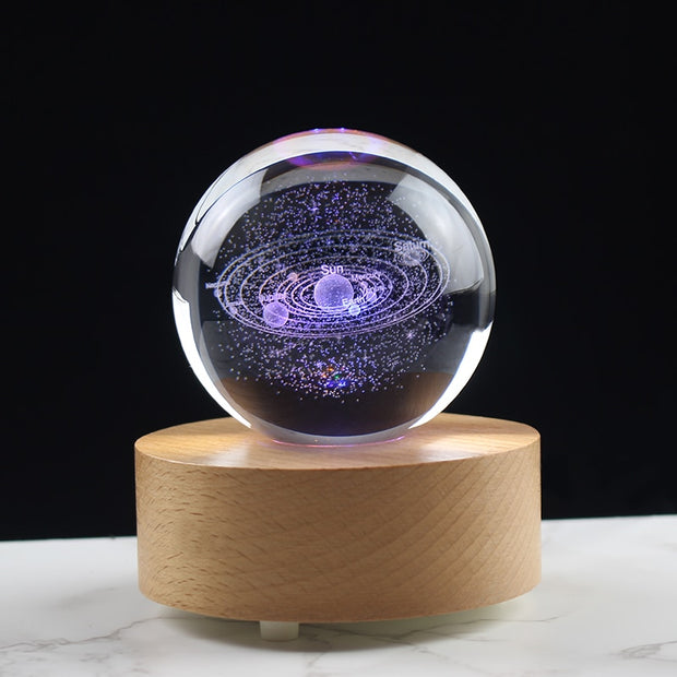 Newfashioned 3D Crystsal Solar System Ball Laser Engraved Planets Glass Sphere Cosmic Model Globe Home Decoration Astronomy Gift 0 DailyAlertDeals 60mm 1 Wood LED base 
