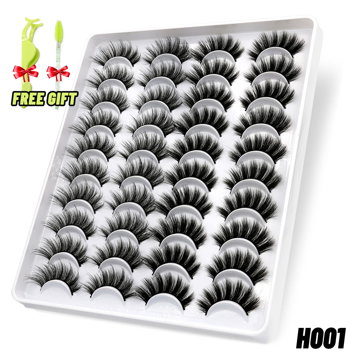 GROINNEYA Eyelashes 3D Mink Lashes Fluffy Soft Wispy Natural Cross Eyelash Extension Reusable Lashes Mink False Eyelashes Makeup 0 DailyAlertDeals 20pairs-H001 France 