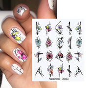 Harunouta Butterfly Flower Design Leaves Nail Water Decals Color Wave Geometric Line Charms Sliders Decoration Tips For Nail Art 0 DailyAlertDeals X023-  