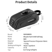 ROCKBROS1.7L Bicycle Bag Waterproof Rear Large Capatity Quick Release Seatpost Shockproof Double Zipper Rear Bag Accessories 0 DailyAlertDeals   