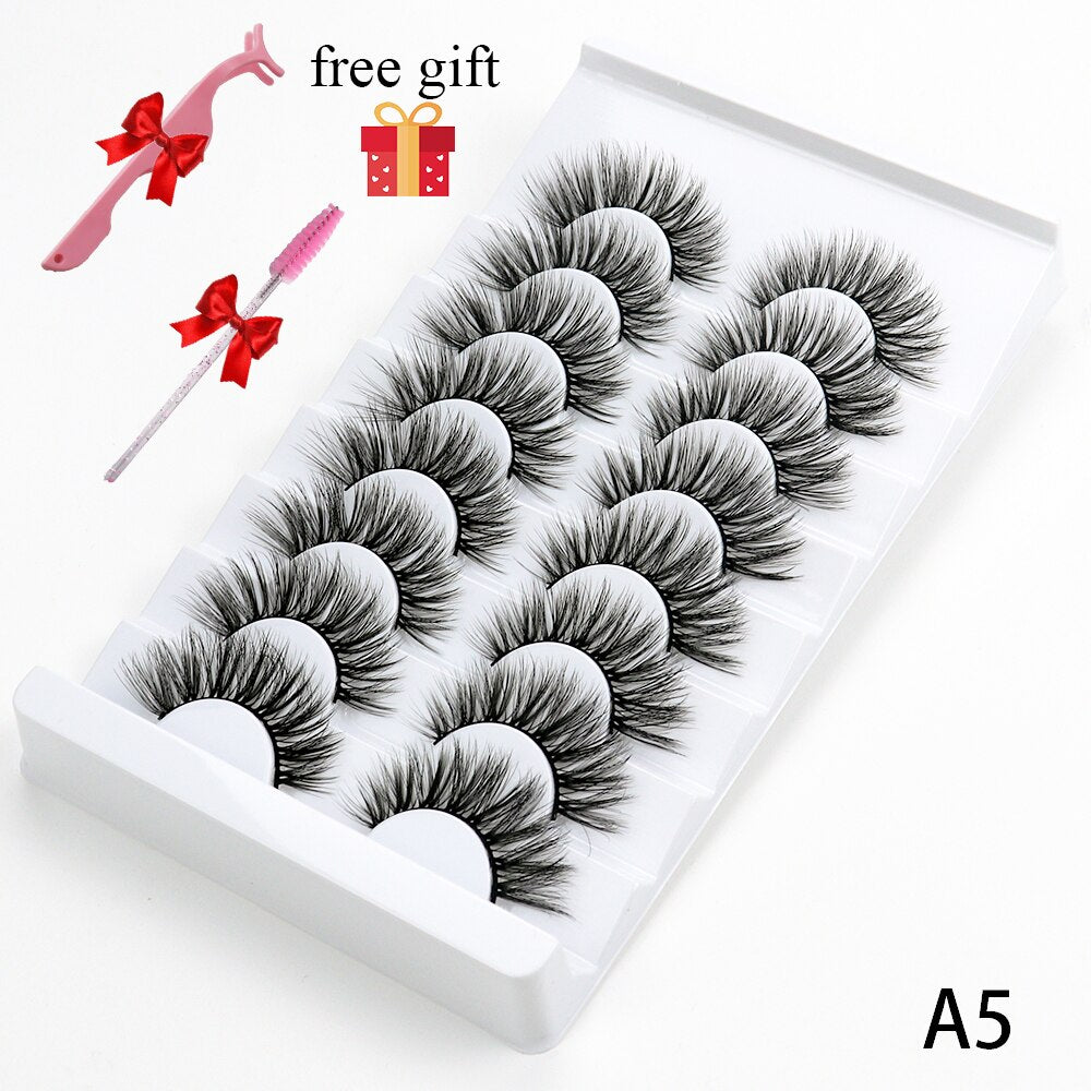 5/8 Pairs 20mm Mink Lashes 3D Natural False Eyelashes Fluffy Faux Mink Eyelashes Wispies Long Extension Eyelashes Pack Maquiagem  DailyAlertDeals A5 China 