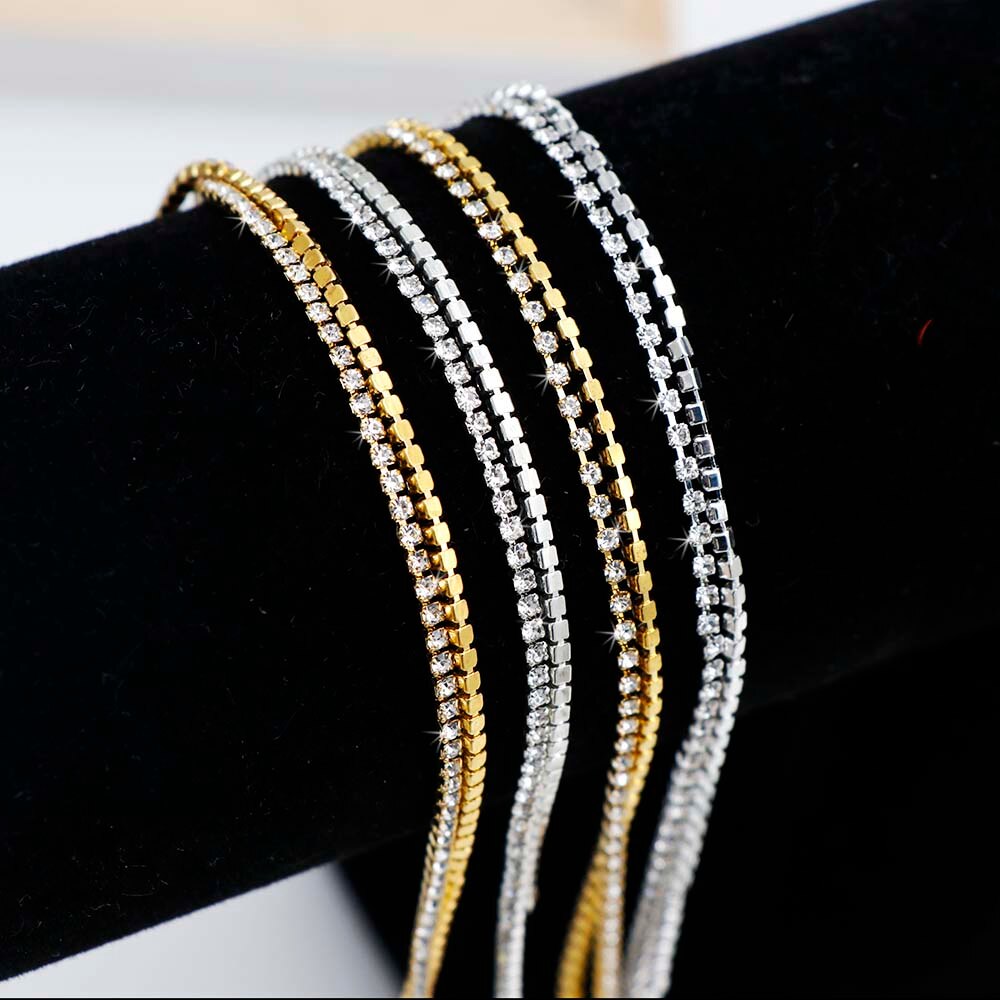 SS4 2.7Meter Gold/Silver Shiny Nail Rhinestone Chain Close/Sparse Chain Nail Ornament Nail Art Decorations DIY Jewelry Accessory rhinestone chain DailyAlertDeals   