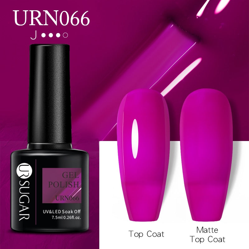 UR SUGAR 7.5ml Dark Purple Gel Nail Polish Soak Off UV LED Semi Permanent Gel Varnishes Manicure Nails Art Matte Top Coat Needed nail polish DailyAlertDeals URN066  