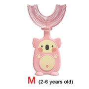 Baby toothbrush children teeth oral care cleaning brush soft Silicone teethers baby toothbrush new born baby items 2-12Y Baby silicon soft toothbrush DailyAlertDeals koala pink M  