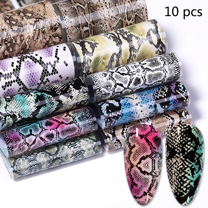 Nail Foils Marble Series Nail Transfer Foils Decorations DIY idea nail Art Transfer Sticker Decals Nail Accessories Nail Sticker DailyAlertDeals 10pcs snake  