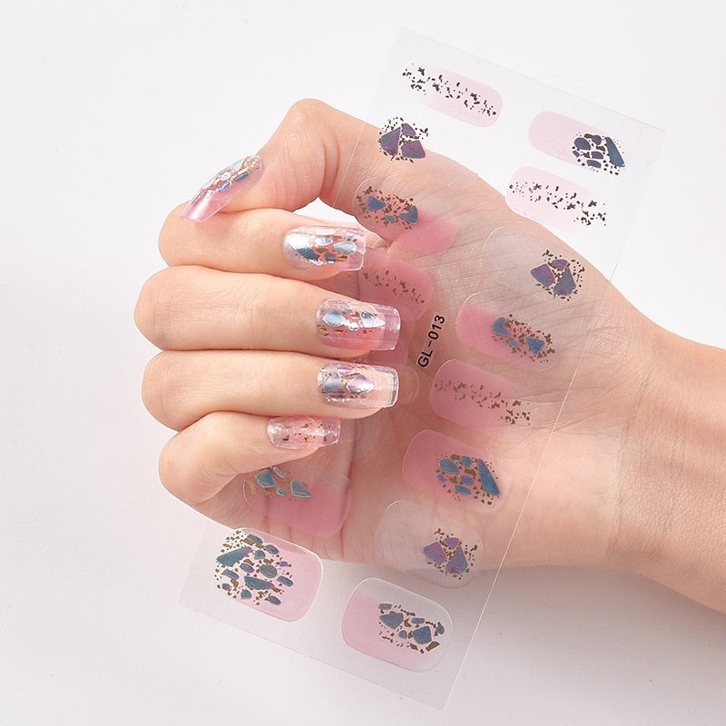 16 Tips/Sheet Glitter Series Shiny Manicure Decoracion Designed Nail Art Stickers 2020 Nail Decoration Nail Wraps Shiny Decal stickers for nails DailyAlertDeals GL-013  
